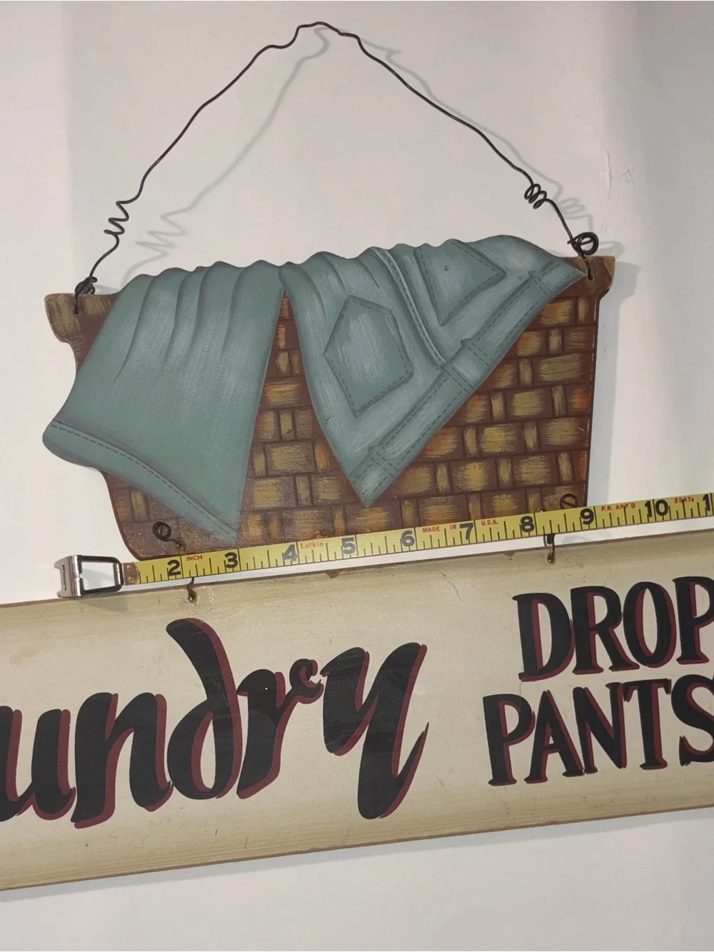 Laundry Drop Your Pants Here Wall Sign - Teal Towels